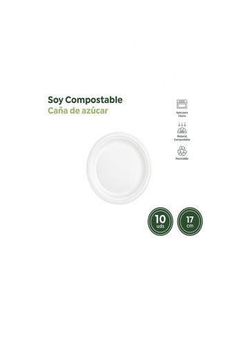 Plato llano redondo 17cm 10und compostable | Ducaval | envíos 24/48h