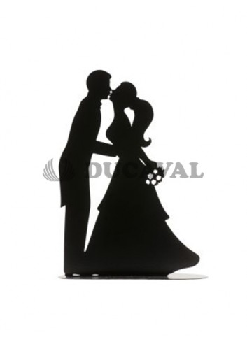 Pareja de boda beso de metal negro 18cm