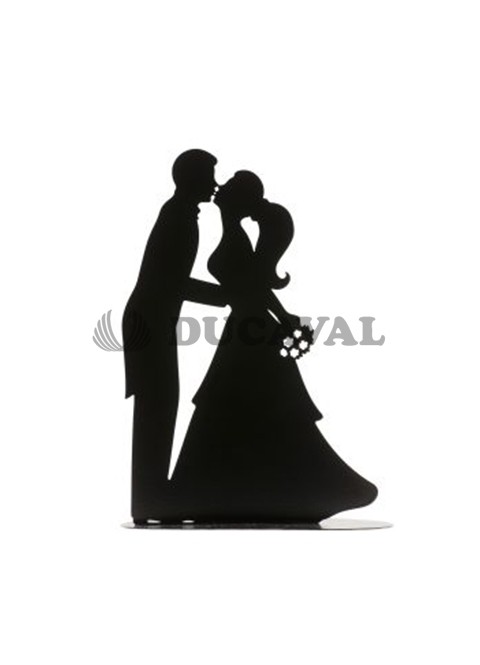 Pareja de boda beso de metal negro 18cm