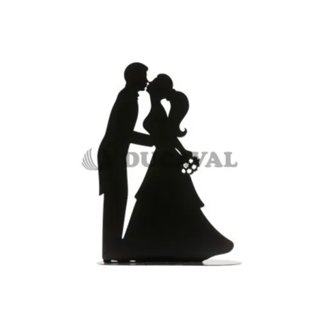 Pareja de boda beso de metal negro 18cm