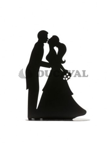Pareja de boda beso de metal negro 18cm