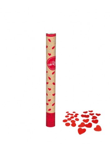 Cañon confeti petalos y corazones rojo 80cm | Ducaval | Envías 24/48 horas 