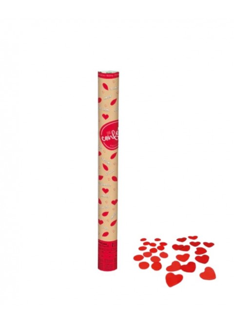 Cañon confeti petalos y corazones rojo 80cm | Ducaval | Envías 24/48 horas 