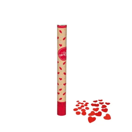 Cañon confeti petalos y corazones rojo 80cm | Ducaval | Envías 24/48 horas 