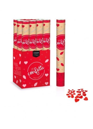 Cañon confeti petalos y corazones rojo 50cm | Ducaval | Envías 24/48 horas 
