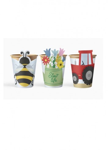 Vaso cartón funda granja 270cc 6 und | Ducaval | Envías 24/48 horas 