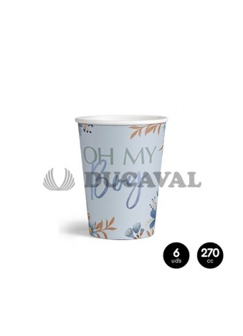 Vasos cartón OH MY BABY azul 270cc 6 unidades. Ducaval envios 24/48 horas
