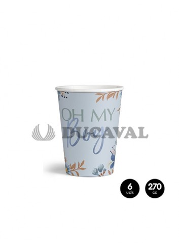 Vasos cartón OH MY BABY azul 270cc 6 unidades. Ducaval envios 24/48 horas