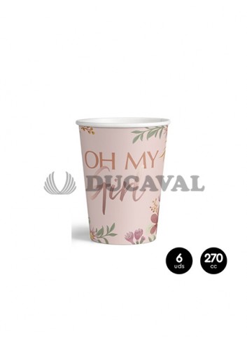 Vasos cartón OH MY BABY rosa 270cc 6 unidades. Ducaval envios 24/48 horas