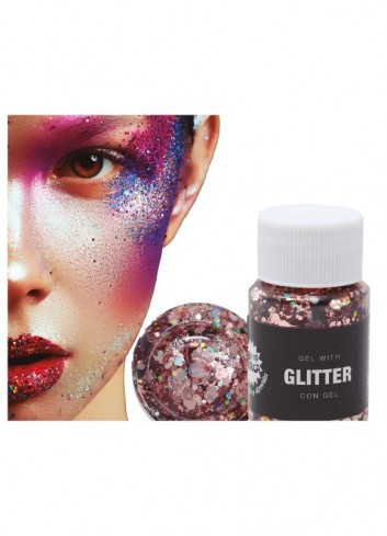 Bote glitter gel oro rosa | Ducaval | Envías 24/48 horas 