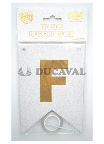 Guirnalda feliz cumpleaños purpurina blanca
