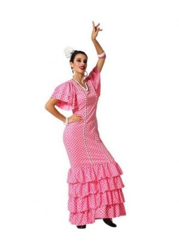 Vestido de flamenca rosa adulto