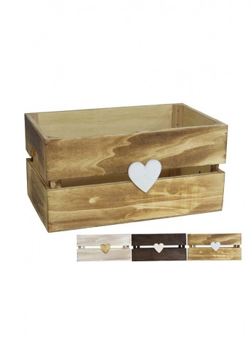Caja de madera 3 colores surtido corazon 26X16X13cm | Ducaval | Envías 24/48 horas 