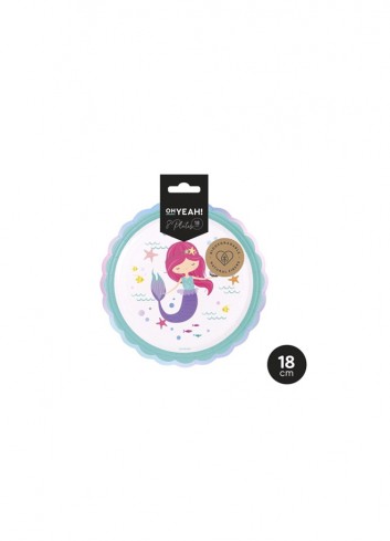 Plato postre carton sirena 17 cm  8ud | Ducaval | Envíos 24/48 horas