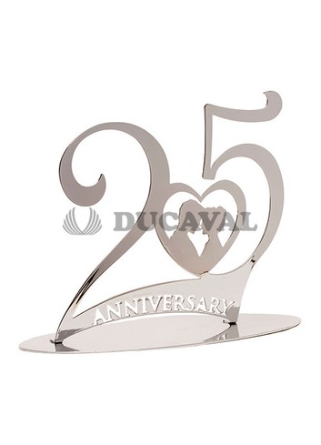 Figura metal 25 aniversario plata 20X16cm