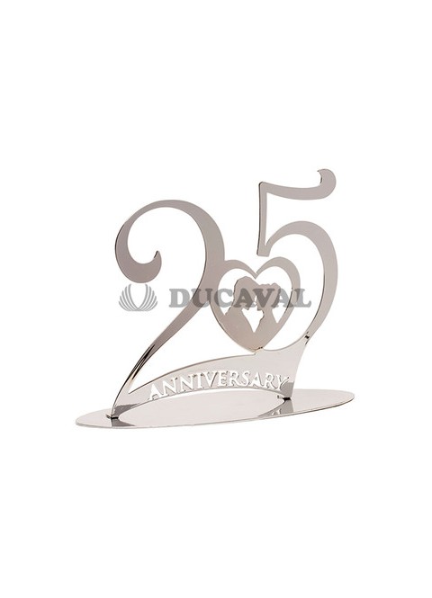 Figura metal 25 aniversario plata 20X16cm