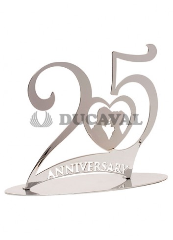 Figura metal 25 aniversario plata 20X16cm