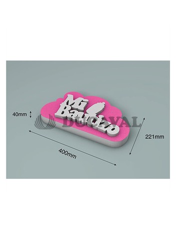 Corcho nube rosa bautizo 40X22cm