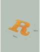 Letra R con purpurina oro 233 x 200 mm