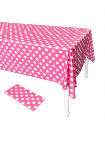 Mantel plastico fucsia lunar blanco | Ducaval | Envías 24/48 horas 