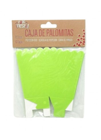 Caja palomitas verde claro 15cm (3 unidades) - Disfraces Ducaval Envios 24-48 horas