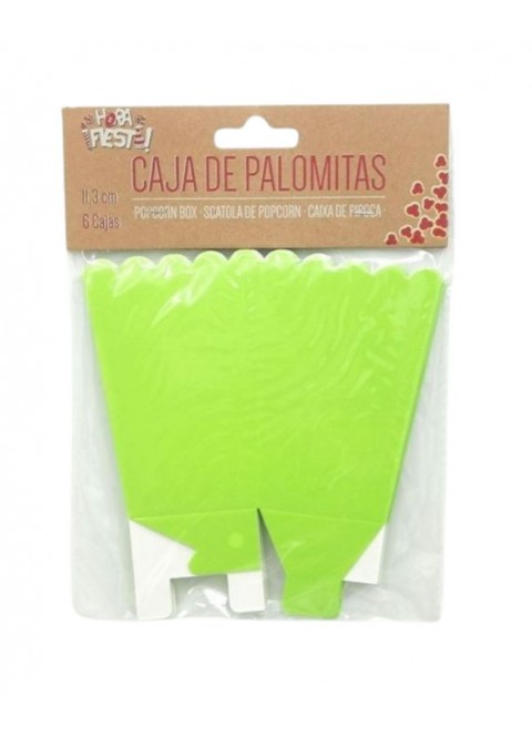 Caja palomitas verde claro 15cm (3 unidades) - Disfraces Ducaval Envios 24-48 horas