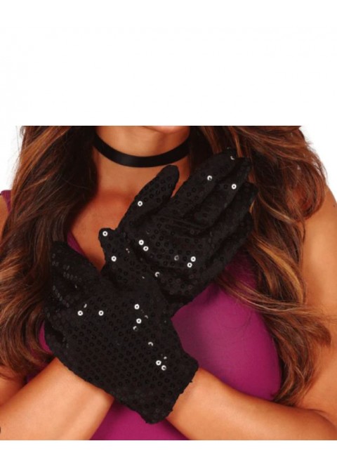 Guantes lentejuelas negros infantiles