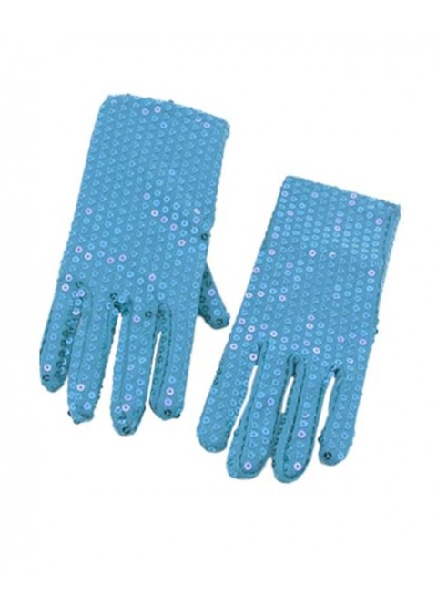 Guantes lentejuelas azules infantiles
