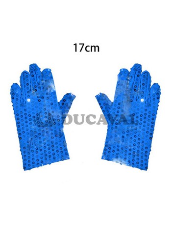 Guantes lentejuelas azul eléctrico infantiles