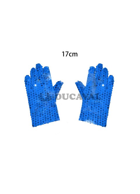 Guantes lentejuelas azul eléctrico infantiles