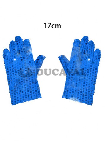 Guantes lentejuelas azul eléctrico infantiles