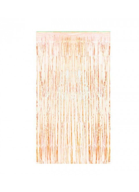 Cortina de flecos iridiscente naranja 1x2m