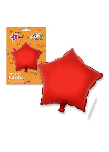 Globo estrella rojo poliamida tubito 49x46cm.