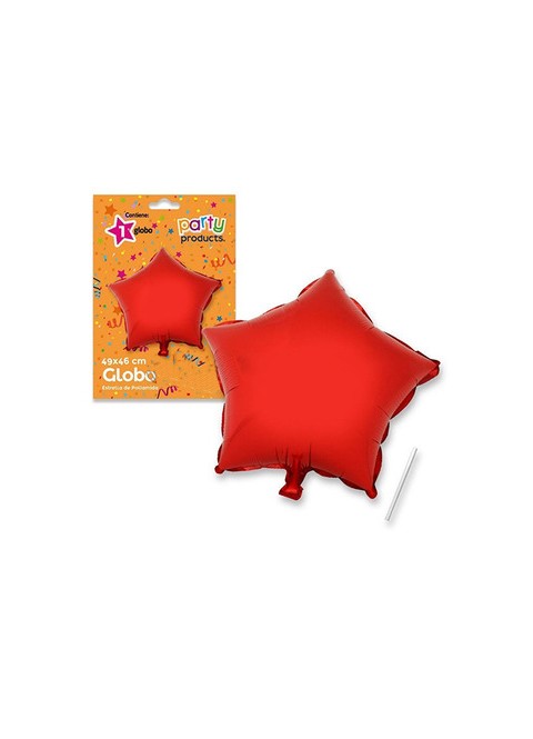 Globo estrella rojo poliamida tubito 49x46cm.