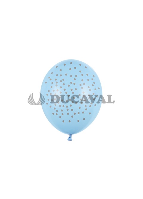 Globos Latex Azul Puntos 30 cm 6 U - Disfraces Ducaval