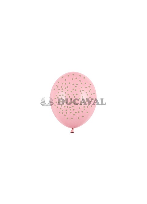 Globos Latex Rosa Puntos 30 cm 6 U - Disfraces Ducaval