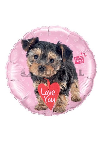 Globo foil redondo Love you terrier - Disfraces Ducaval