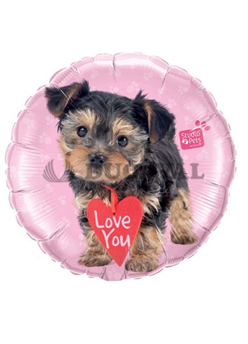 Globo foil redondo Love you terrier - Disfraces Ducaval