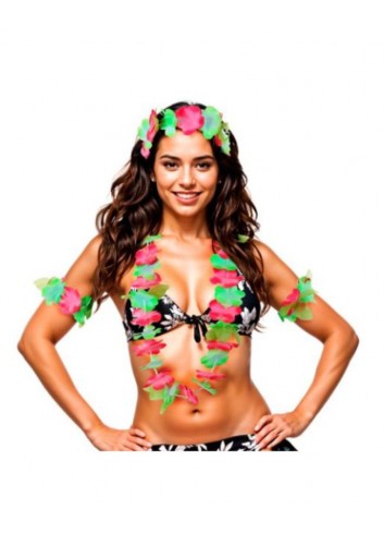 Conjunto hawaiano verde4 pcs - ¡Disfruta del verano con estilo!