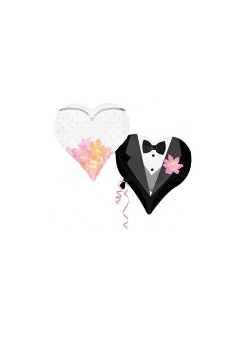 Globo foil doble corazón novios p35 | Ducaval | Envíos 24/48 horas