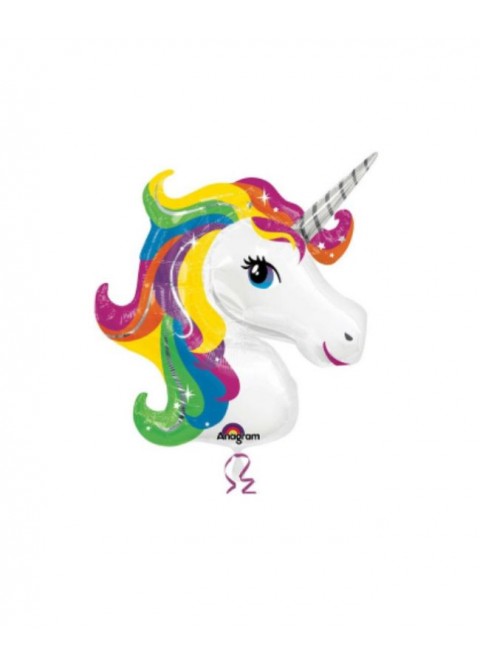 Globo foil figura unicornio arcoiris 83cm.