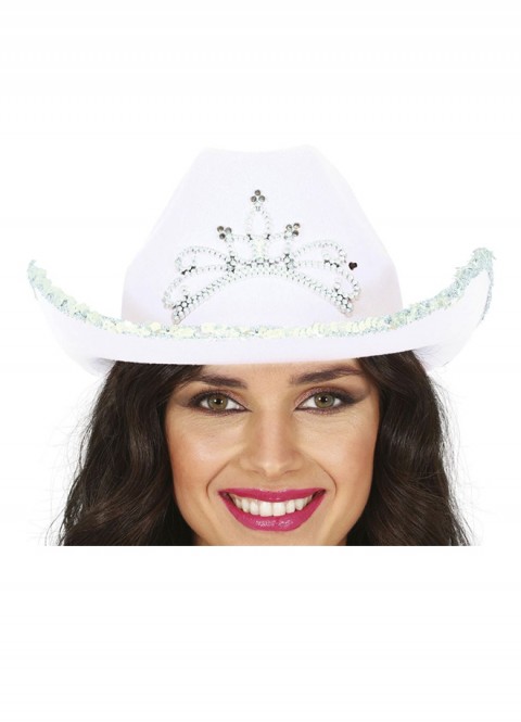 Sombrero cowboy fieltro blanco con corona | Ducaval | Envías 24/48 horas 