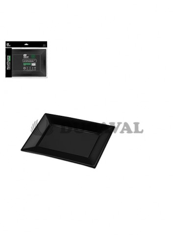 Bandeja rectangular negra 33x22.5cm 3und reutilizable
