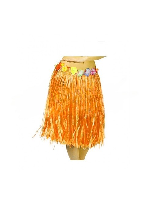 Falda Hawaiana  60cm naranja | ¡Aloha! Encuentra tu estilo playero ideal