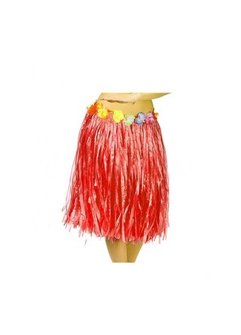 Falda Hawaiana 60cm roja  ¡Ideal para tus looks veraniegos!