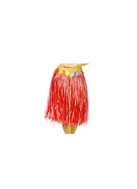Falda Hawaiana 60cm roja  ¡Ideal para tus looks veraniegos!