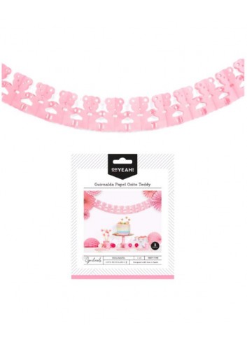 Guirnalda papel osito Teddy rosa pastel