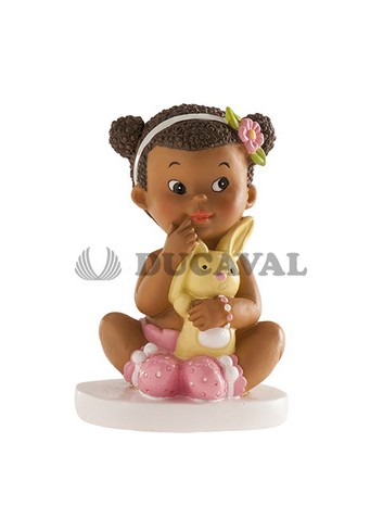 Figura bautizo niña conejito sentada 10cm - Disfraces Ducaval
