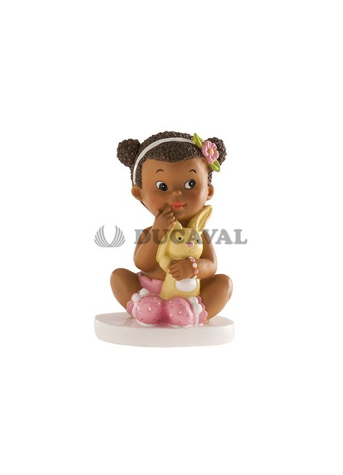 Figura bautizo niña conejito sentada 10cm - Disfraces Ducaval