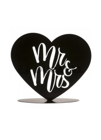 Topper boda metal negro Mr&Mrs corazón 14.5 - Disfraces Ducaval
